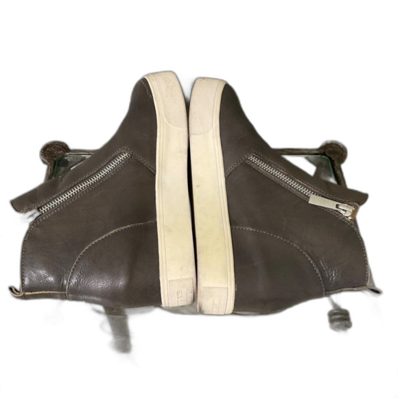 J/SLIDES  Tan Brown  Leather  Booties women’s  7 M Double Zipper platform Bloke - Picture 7 of 13